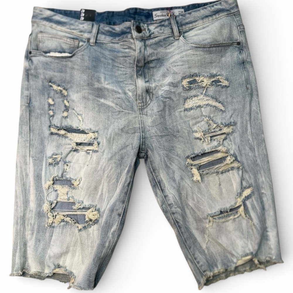 Sz 42 Stylish Distressed Denim Shorts